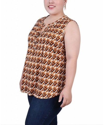 Plus Size Sleeveless Knit Y neck Top Pristine Gold-Tone Black Jaycee $13.94 Tops