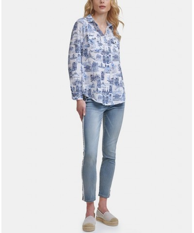 Women's Printed Whimsical Long Sleeve Top Natural $43.73 Tops