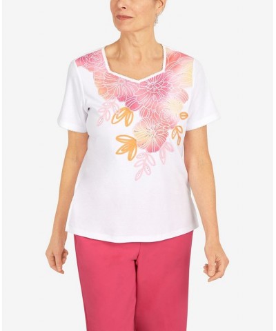 Women's Tie Dye Flowers T-shirt Multi $30.58 Tops