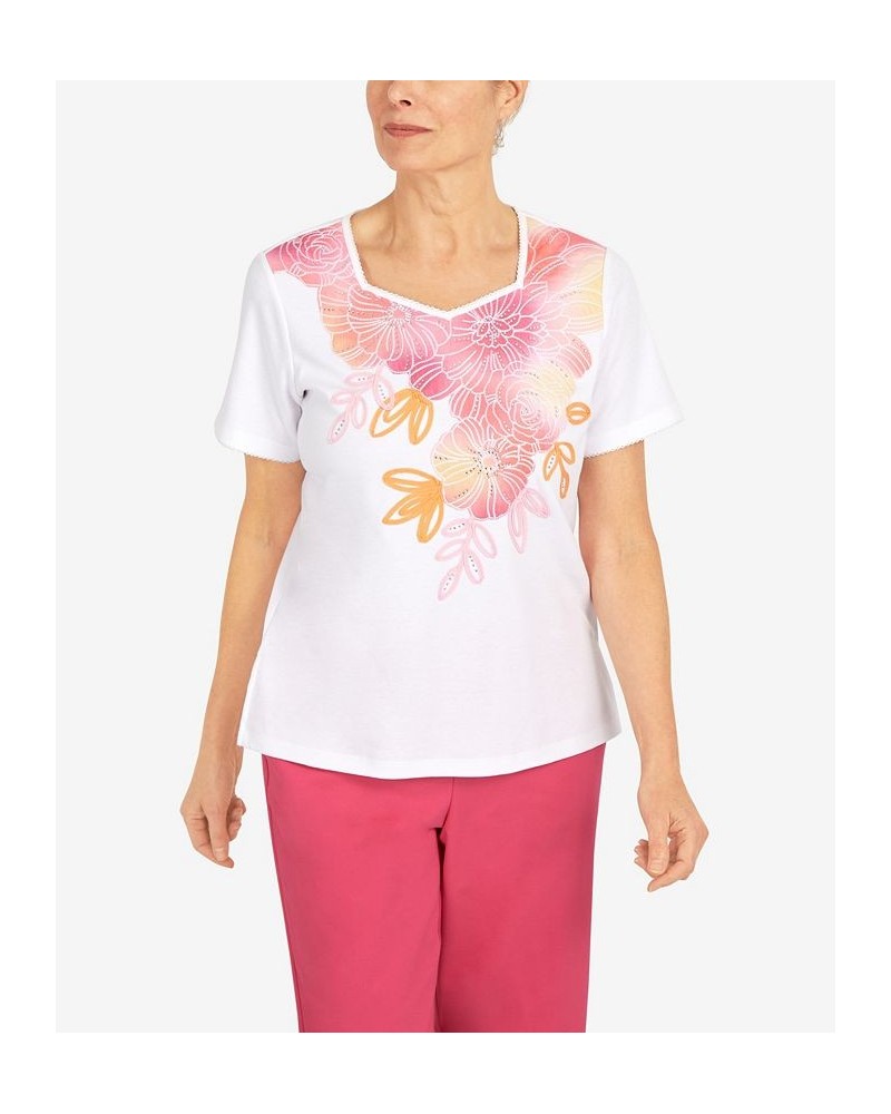 Women's Tie Dye Flowers T-shirt Multi $30.58 Tops