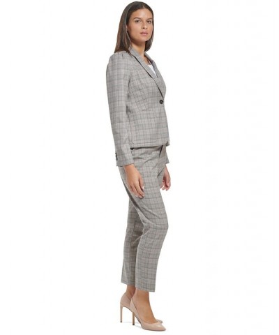 Women's Plaid Single-Button Blazer Grey Multi $37.92 Jackets