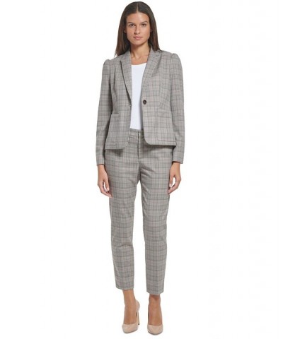 Women's Plaid Single-Button Blazer Grey Multi $37.92 Jackets