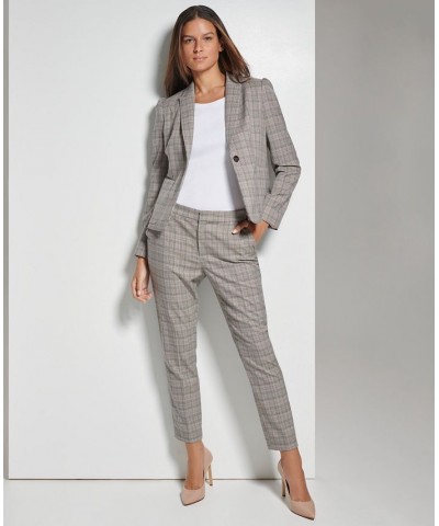 Women's Plaid Single-Button Blazer Grey Multi $37.92 Jackets