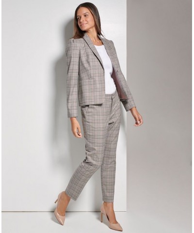 Women's Plaid Single-Button Blazer Grey Multi $37.92 Jackets