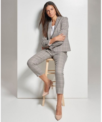 Women's Plaid Single-Button Blazer Grey Multi $37.92 Jackets