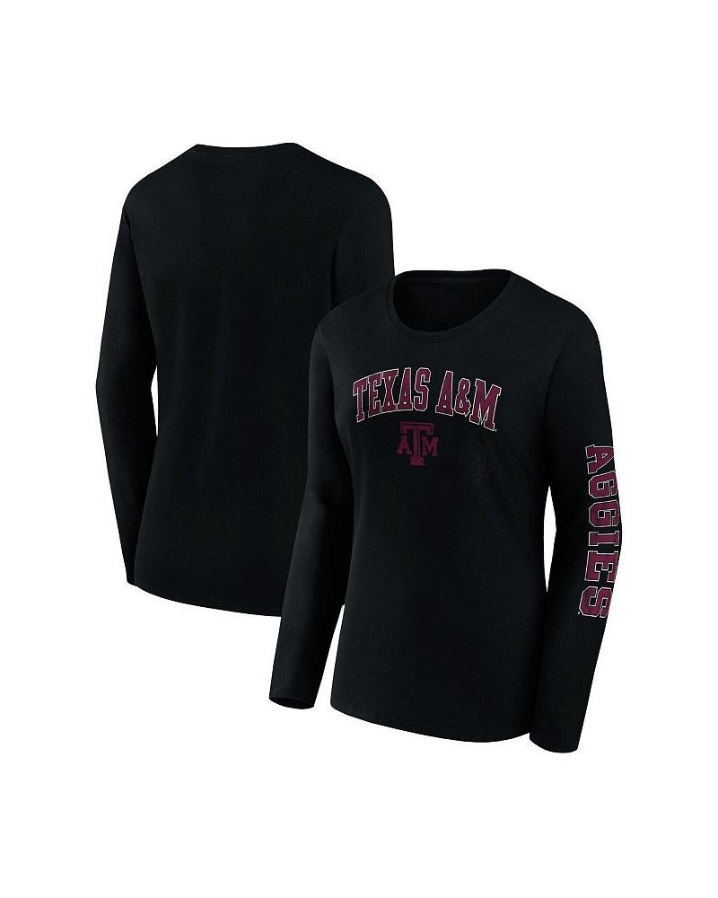 Women's Branded Black Texas A&M Aggies Basic Arch Over Logo Scoop Neck T-shirt Black $18.19 Tops