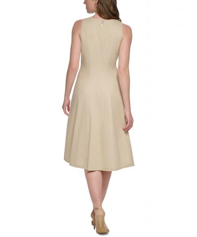 Women's Round-Neck Sleeveless A-Line Dress Tan/Beige $39.27 Dresses