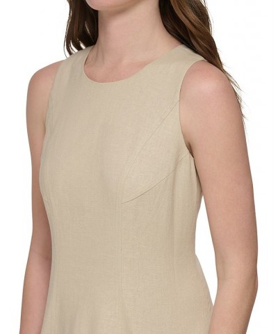 Women's Round-Neck Sleeveless A-Line Dress Tan/Beige $39.27 Dresses