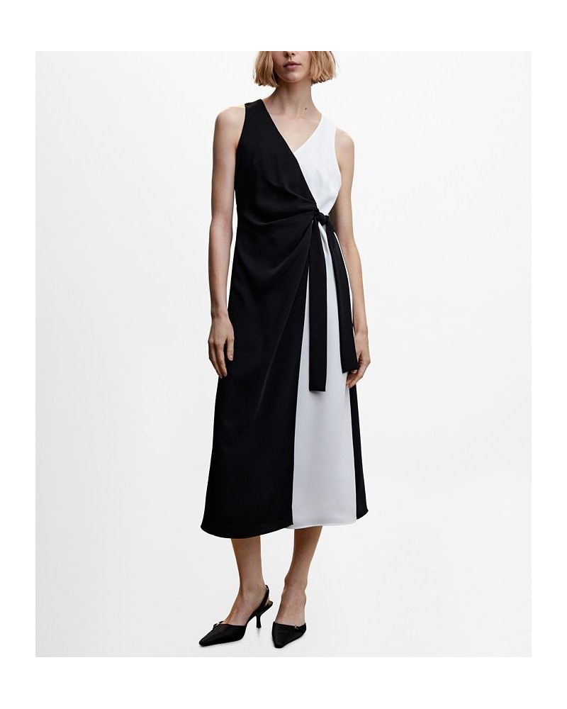 Women's Bow Bicolor Dress Black $47.30 Dresses