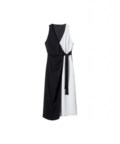 Women's Bow Bicolor Dress Black $47.30 Dresses