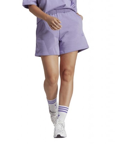 Women's Adicolor Essentials French Terry High Rise Shorts Purple $27.00 Shorts