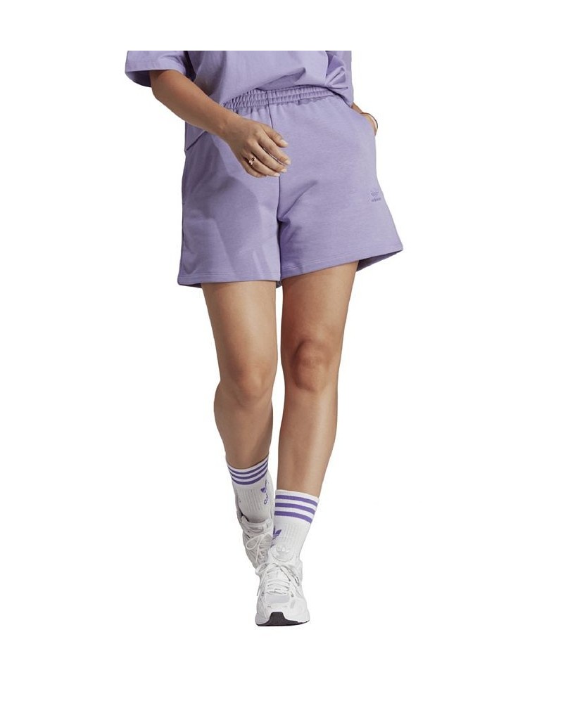 Women's Adicolor Essentials French Terry High Rise Shorts Purple $27.00 Shorts