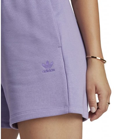 Women's Adicolor Essentials French Terry High Rise Shorts Purple $27.00 Shorts