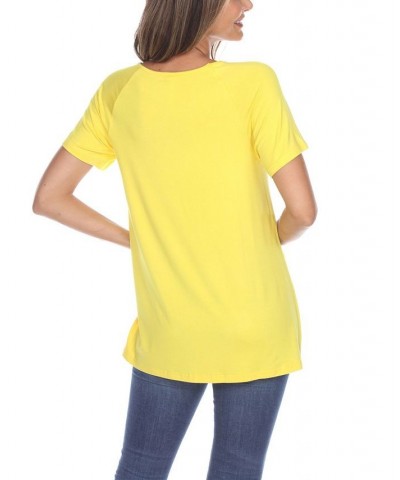 Women's Crisscross Cutout Short Sleeve Top Yellow $31.62 Tops