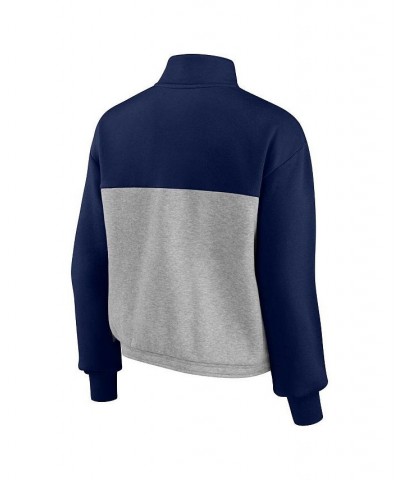 Women's Branded Navy Heather Gray New York Yankees Iconic Cinch Waist Quarter-Zip Top Navy, Heather Gray $29.90 Tops