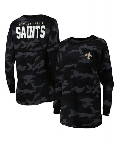 Women's Black New Orleans Saints Camo Long Sleeve T-shirt Black $22.56 Tops