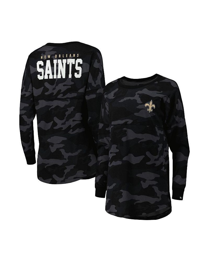 Women's Black New Orleans Saints Camo Long Sleeve T-shirt Black $22.56 Tops