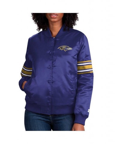 Women's Purple Baltimore Ravens Line Up Satin Full-Snap Varsity Jacket Purple $60.75 Jackets