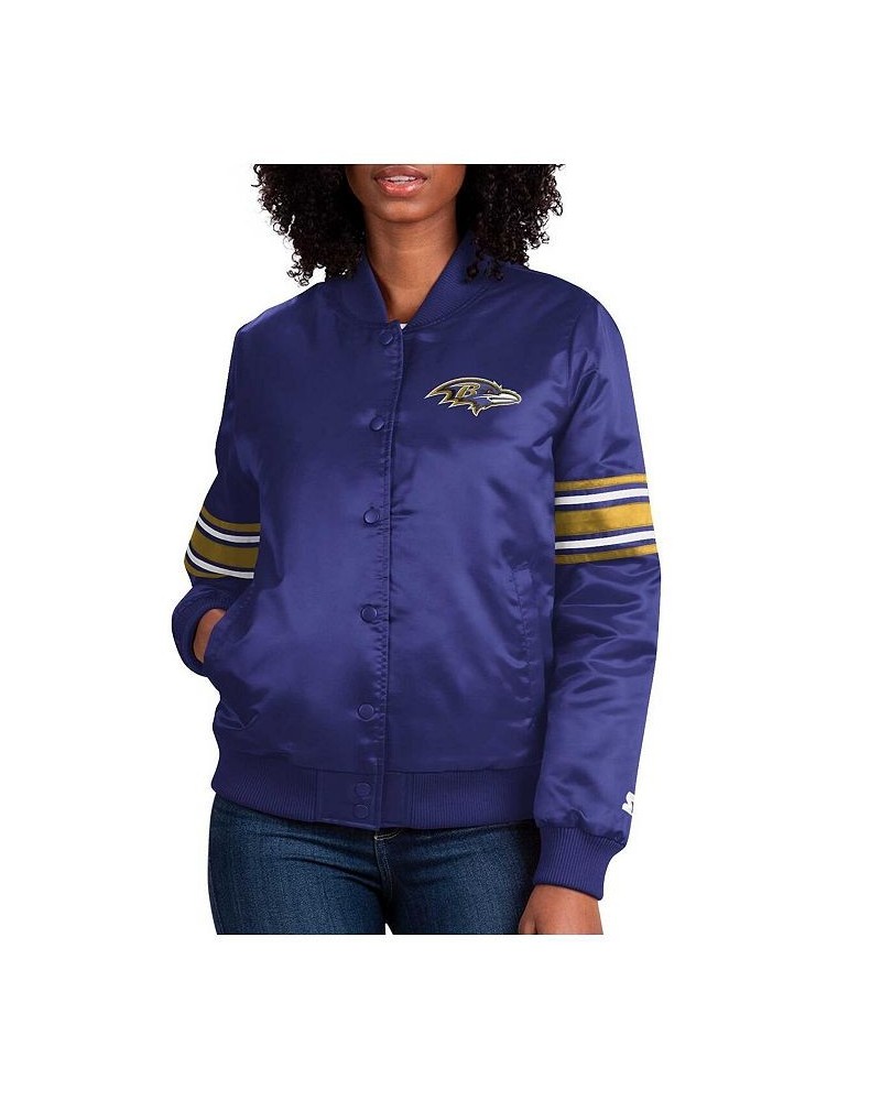 Women's Purple Baltimore Ravens Line Up Satin Full-Snap Varsity Jacket Purple $60.75 Jackets