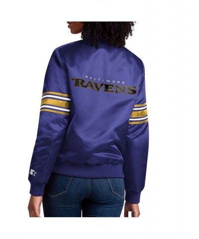 Women's Purple Baltimore Ravens Line Up Satin Full-Snap Varsity Jacket Purple $60.75 Jackets