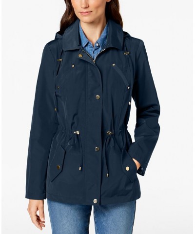 Petite Water-Resistant Hooded Anorak Jacket Blue $31.67 Jackets