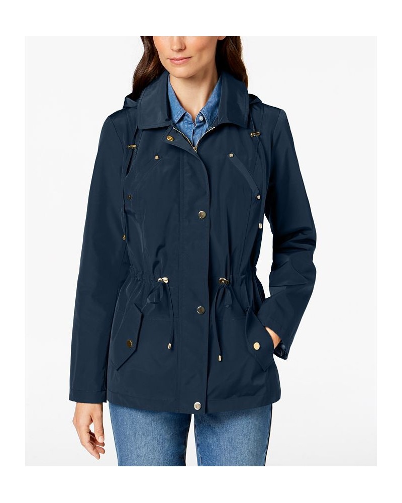 Petite Water-Resistant Hooded Anorak Jacket Blue $31.67 Jackets
