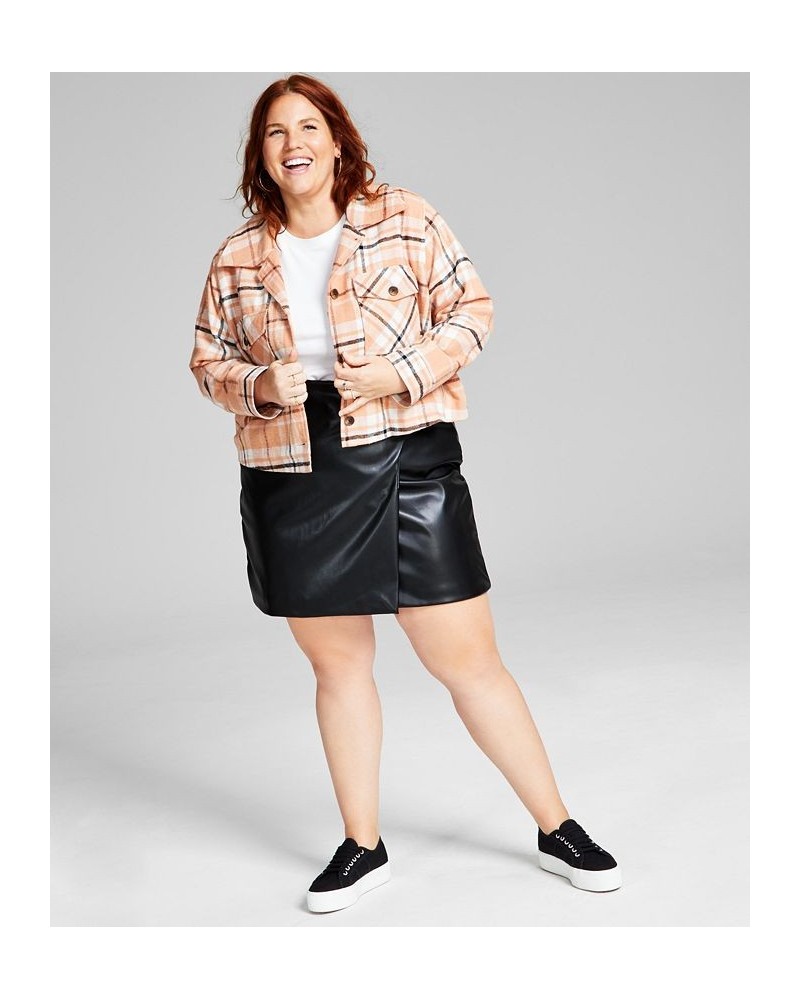 Plus Size Cropped Shacket Pink $20.54 Jackets