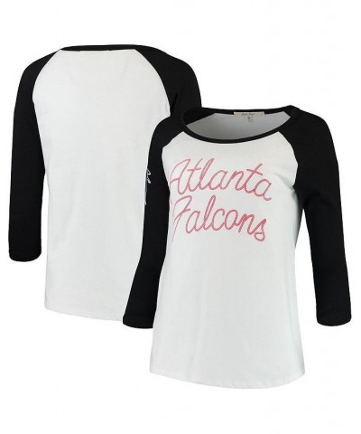 Women's White and Black Atlanta Falcons Retro Script Raglan 3/4-Sleeve T-shirt White, Black $29.49 Tops