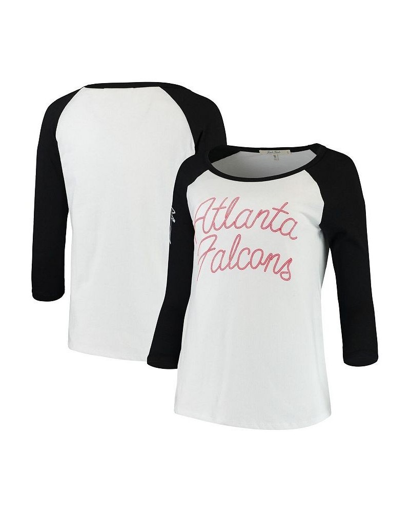 Women's White and Black Atlanta Falcons Retro Script Raglan 3/4-Sleeve T-shirt White, Black $29.49 Tops