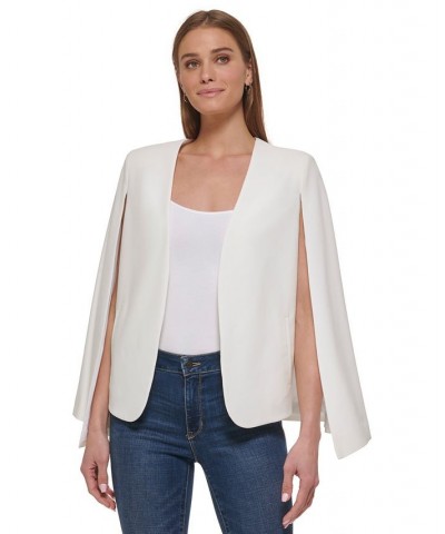 Women's Open-Front Cape Sleeve Collarless Jacket Linen / White $50.66 Jackets