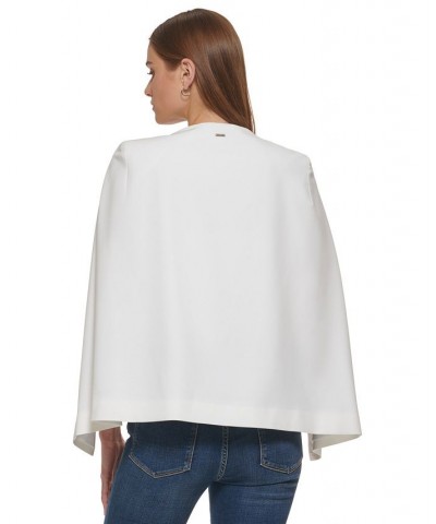 Women's Open-Front Cape Sleeve Collarless Jacket Linen / White $50.66 Jackets