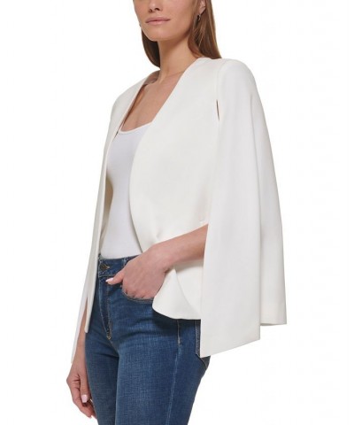 Women's Open-Front Cape Sleeve Collarless Jacket Linen / White $50.66 Jackets