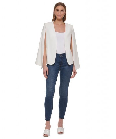 Women's Open-Front Cape Sleeve Collarless Jacket Linen / White $50.66 Jackets