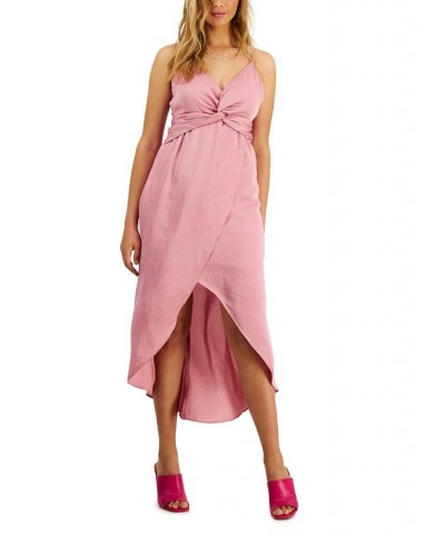 Women's Twist-Front Asymmetrical-Hem Midi Dress Dusty Violet $24.78 Dresses
