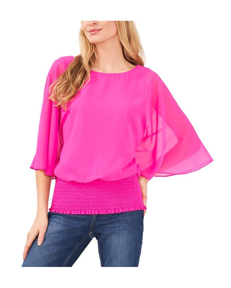 Women's Smocked-Waist Top Electric Glow Blue $16.20 Tops