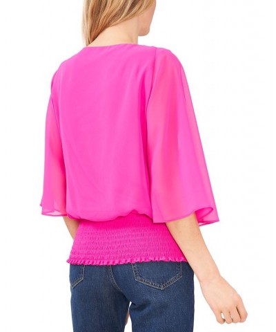 Women's Smocked-Waist Top Electric Glow Blue $16.20 Tops