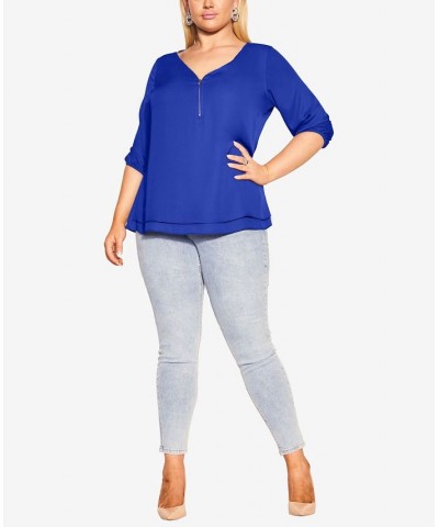 Trendy Plus Size Sexy Fling Elbow Sleeve Top Royal Blue $34.45 Tops