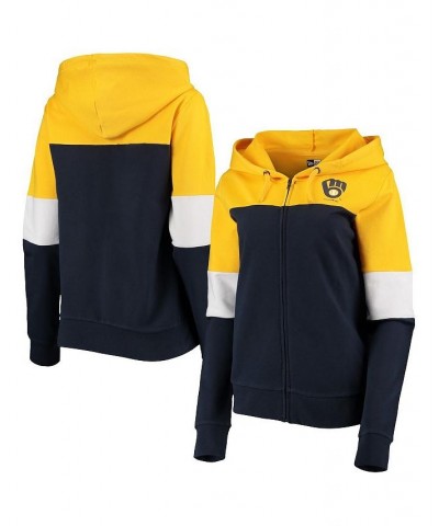 Women's Navy Milwaukee Brewers Colorblock French Terry Full-Zip Hoodie Navy $26.22 Sweatshirts