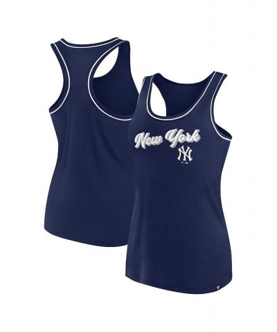 Women's Branded Navy New York Yankees Wordmark Logo Racerback Tank Top Navy $21.19 Tops