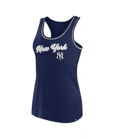 Women's Branded Navy New York Yankees Wordmark Logo Racerback Tank Top Navy $21.19 Tops