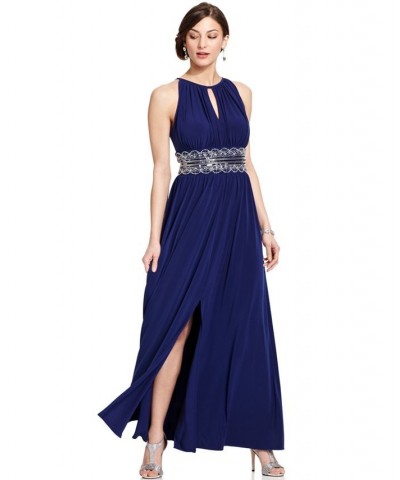 R&M Richards Beaded Gown Blue $49.02 Dresses