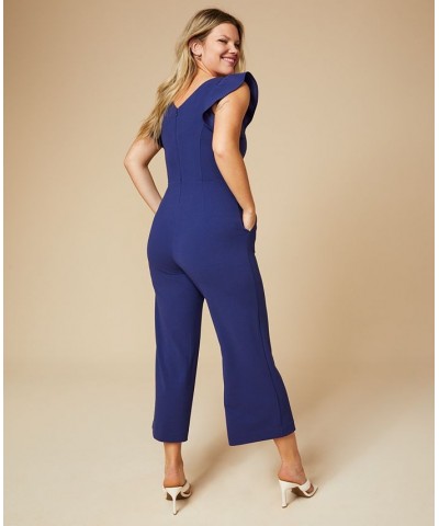 Ruffled-Sleeve Cropped Jumpsuit Walnut $31.08 Pants