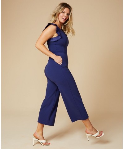 Ruffled-Sleeve Cropped Jumpsuit Walnut $31.08 Pants