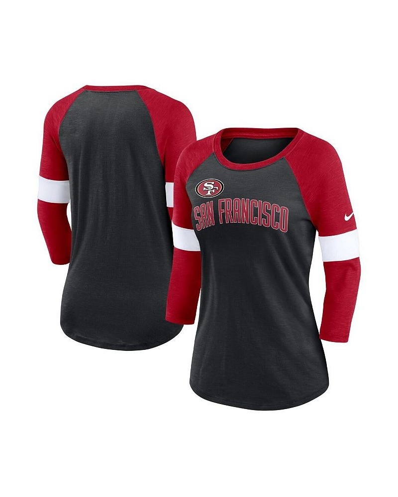 Women's San Francisco 49ers Heather Black Scarlet Football Pride Raglan 3/4-Sleeve T-shirt Heather Black, Scarlet $24.20 Tops