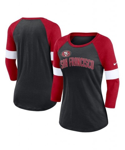 Women's San Francisco 49ers Heather Black Scarlet Football Pride Raglan 3/4-Sleeve T-shirt Heather Black, Scarlet $24.20 Tops