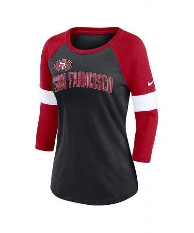 Women's San Francisco 49ers Heather Black Scarlet Football Pride Raglan 3/4-Sleeve T-shirt Heather Black, Scarlet $24.20 Tops