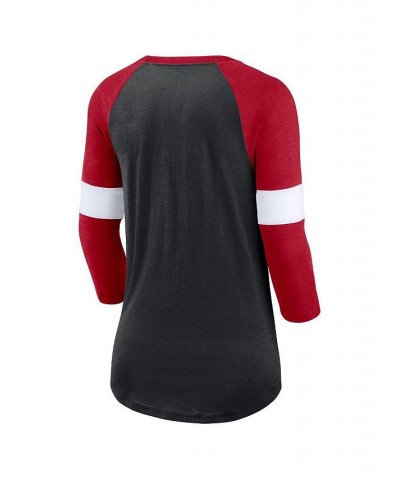 Women's San Francisco 49ers Heather Black Scarlet Football Pride Raglan 3/4-Sleeve T-shirt Heather Black, Scarlet $24.20 Tops