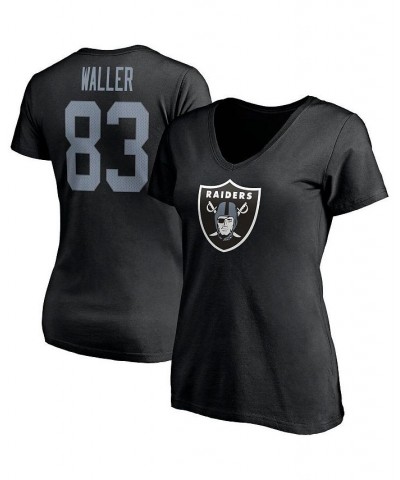 Women's Branded Darren Waller Black Las Vegas Raiders Player Icon Name and Number V-Neck T-shirt Black $18.90 Tops