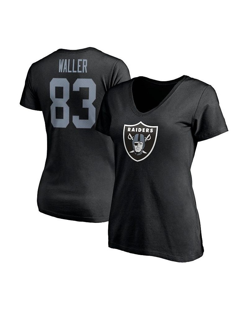 Women's Branded Darren Waller Black Las Vegas Raiders Player Icon Name and Number V-Neck T-shirt Black $18.90 Tops