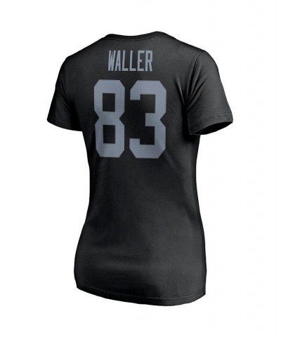 Women's Branded Darren Waller Black Las Vegas Raiders Player Icon Name and Number V-Neck T-shirt Black $18.90 Tops